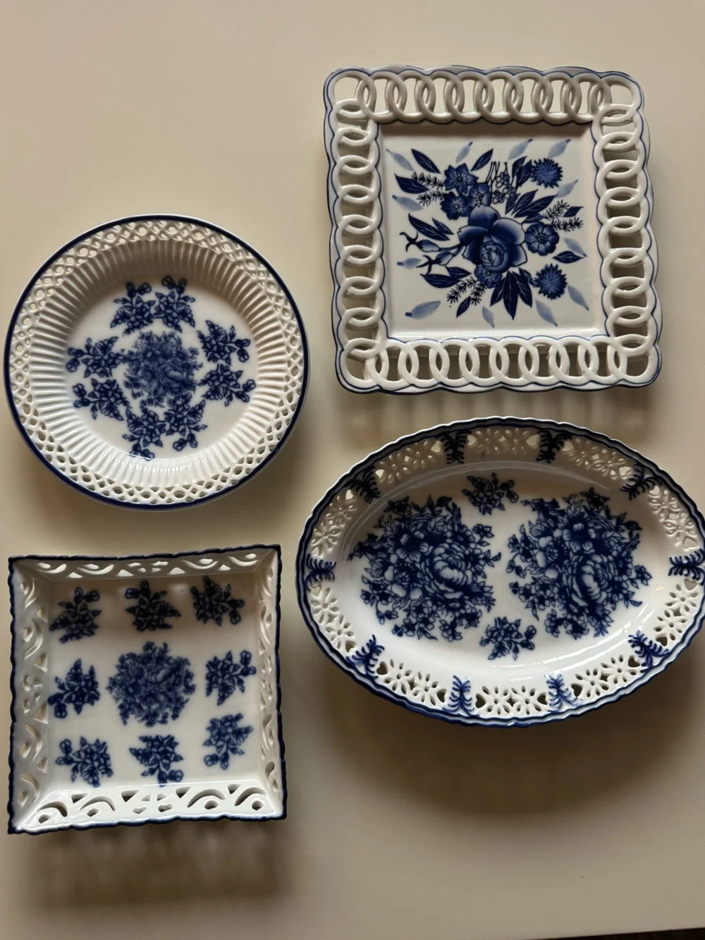 Chinoiserie Porcelain Wall Plates - Classic White and Blue